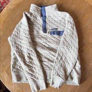 Patagonia Light Gray Quilted Snap-T Sweater
